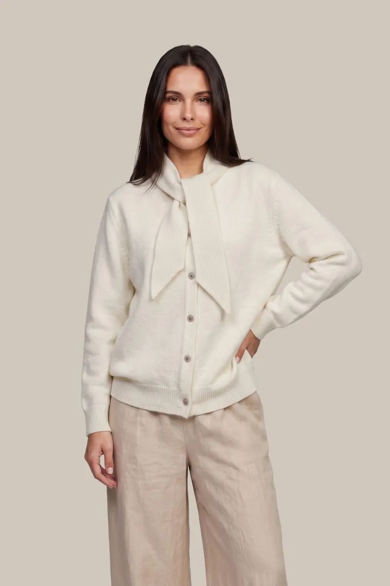 G-maxx Liora Knitting Cardigan Wool White, gebreide witte wollen cardigan
